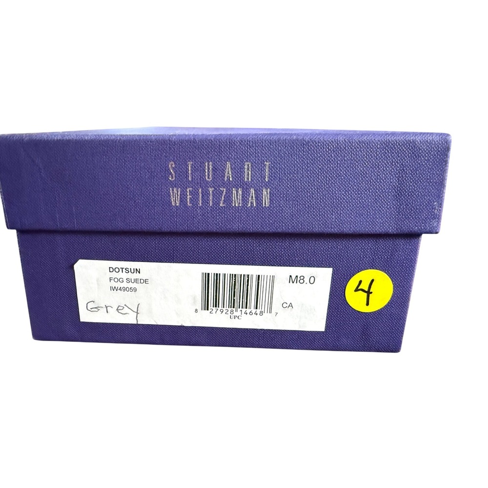 Stuart Weitzman Dotsun Wedge Pumps, Gray Suede, Studded Bow Detail, Size 8 - Picture 9 of 10